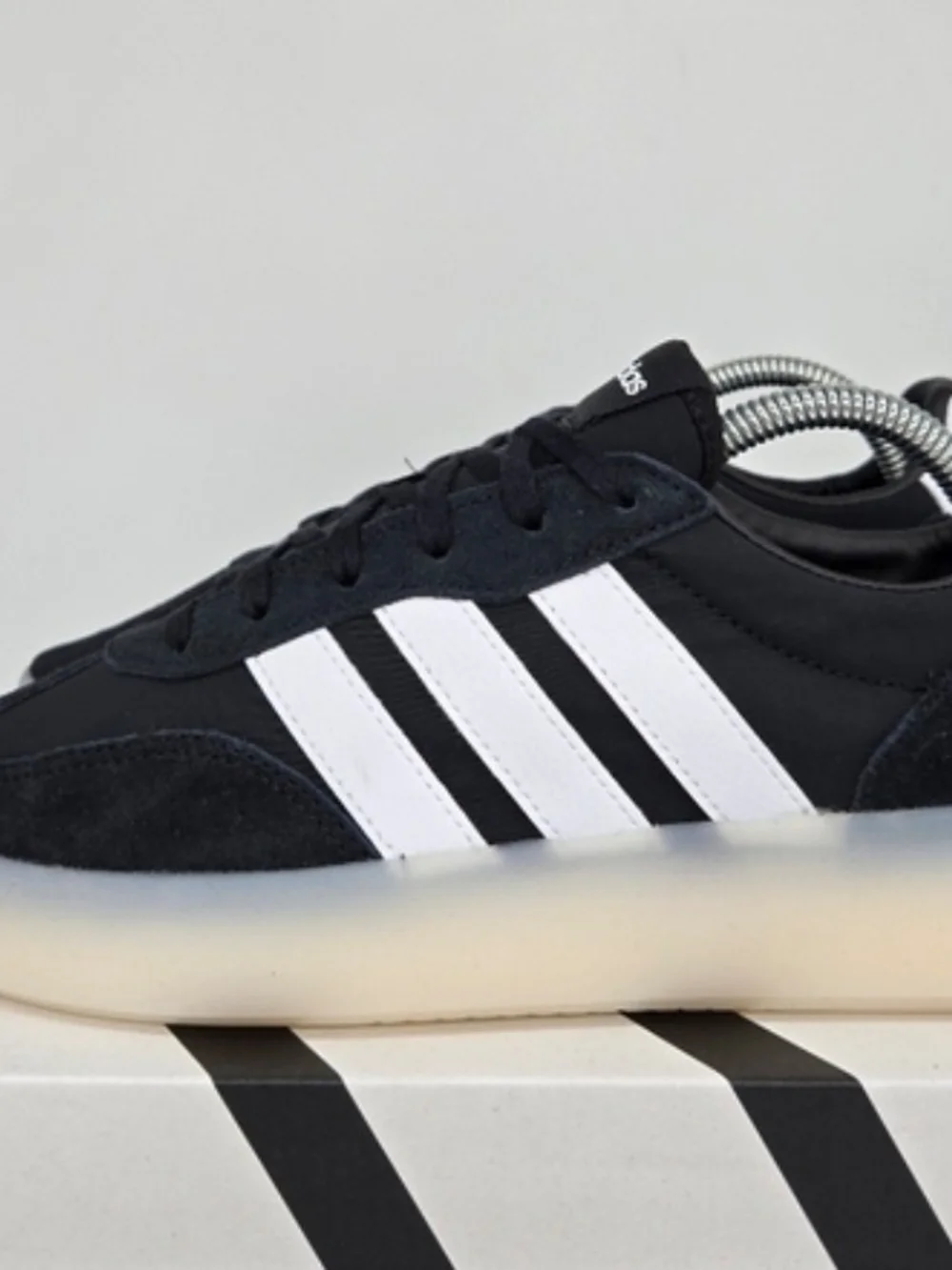 adidas Men’s Black Sneakers with White Three-Stripes